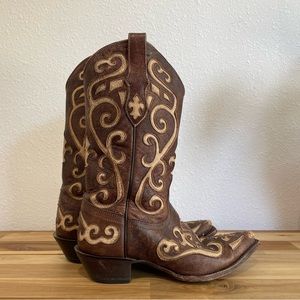 Tony Lama Earth Santa Fe snipt toe western boots